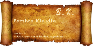 Barthos Klaudia névjegykártya